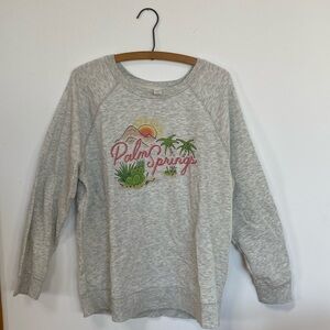 Vintage-style, Women’s Mottled Gray Sweatshirt with Palm Springs logo.  Size L